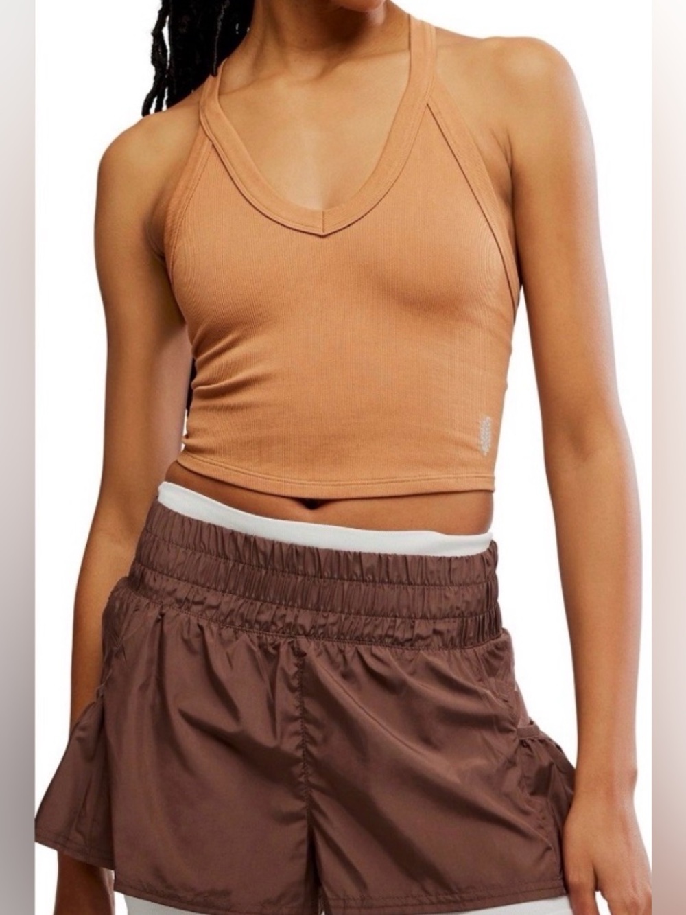 NWOT. Free People All Clear V Neck Cami. Twig. XS/S